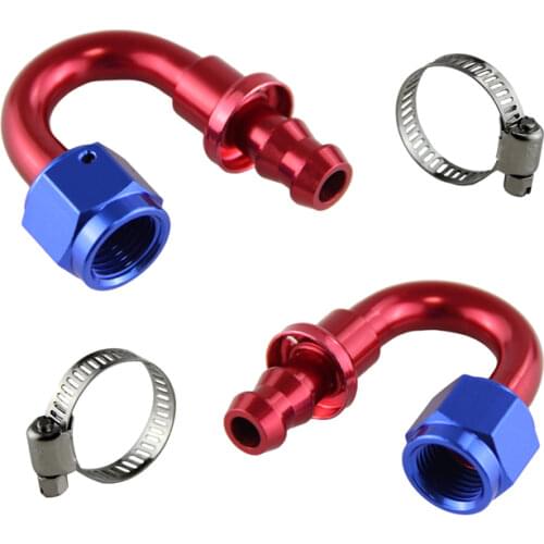 AN 6 180 Degree Push On Oil Fuel Line Hose End Fitting