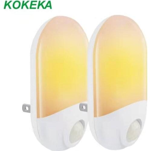 2 Packs Led Motion Sensor Lights Plug In Double Induction Socket Light 0.7W Led Smart Home for Bedroom Staircase Toilet Stairs