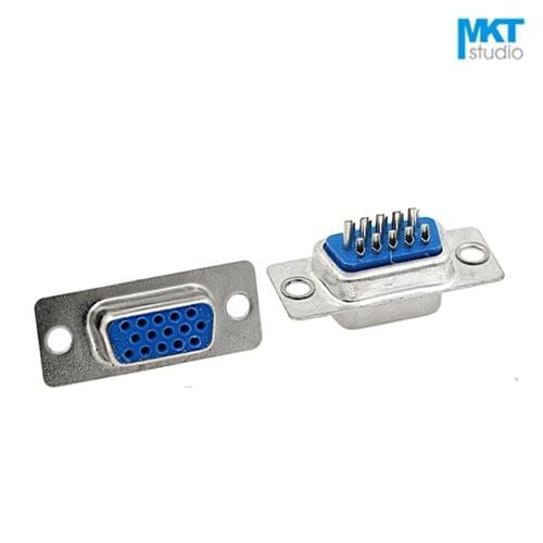 10Pcs Sample Wire Welding Solder Type Male/Female Straight Triple Row Pins DB15 DP15 D-sub PCB Mount VGA Connector Socket