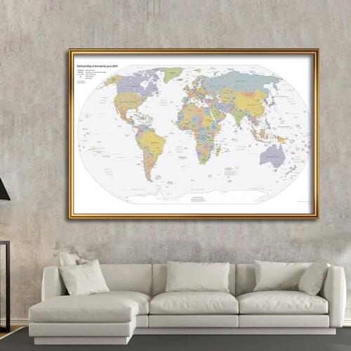 225*150 cm 2019 The World Political Map Non-woven Canvas Painting Wall Poster Living Room Home Decoration School Supplies