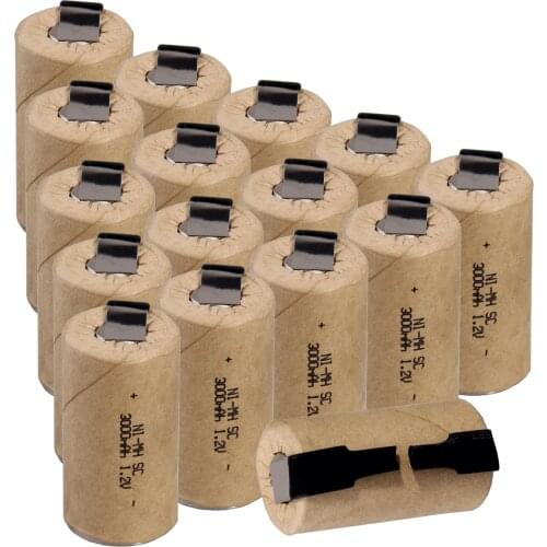 3000mAh rechargeable welding tabs NIMH for electric tools 1.2V flat top sub C battery soldering tape SC batteries