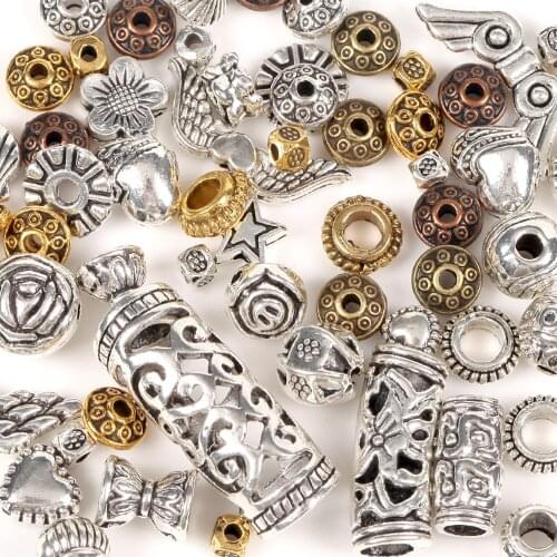 50pcs Metal Silvers Star Wing Loose Spacer Beads For Jewelry Making DIY Charm Bacelet Finding Accessories
