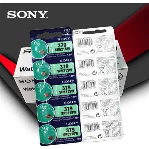 50pcs Sony 100% Original 379 SR521SW D379 SR63 V379 AG0 Watch Battery Button Coin Cell MADE IN JAPAN 100% Original Brand