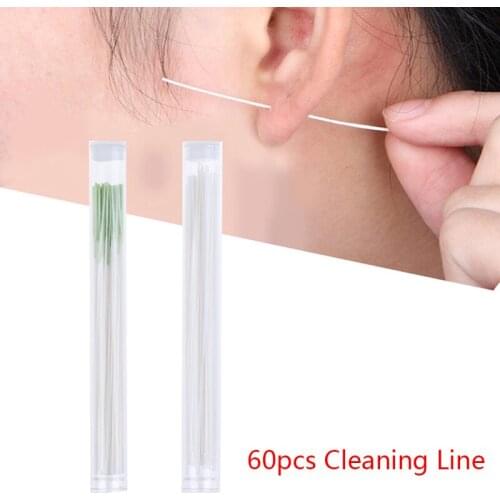 60PCs/Box Disposable Pierced Ear Cleaning Set Herbal Solution Dental Floss Ear Hole Aftercare Tool Kit Earrings Hole Cleaner