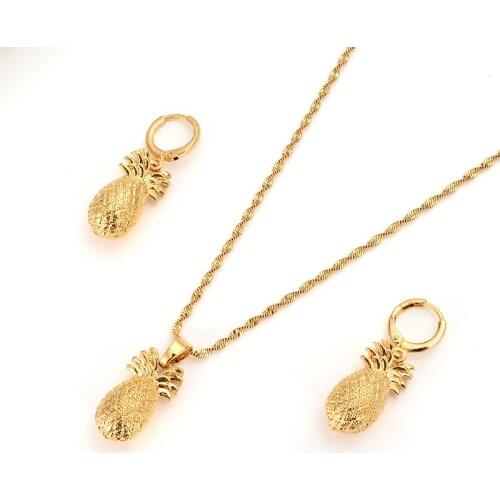 Bangrui Ethiopian Gold Color set Jewelry Pendant Chain Earrings African Bride Wedding bridal pineapple Bijoux wife party gifts