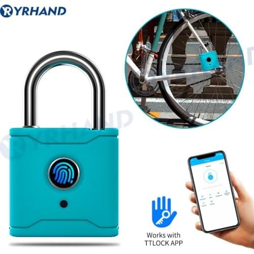 Bluetooth Smart Door Lock Security Keyless Fingerprint Smart Padlock USB Rechargeable Home Luggage Case Bag Lock with Gateway