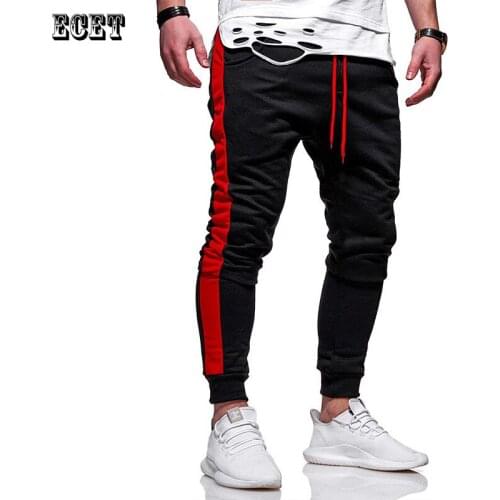 Mens trousers streetwear casual pants color matching mens sports pants fashion outdoor workout running sports trousers