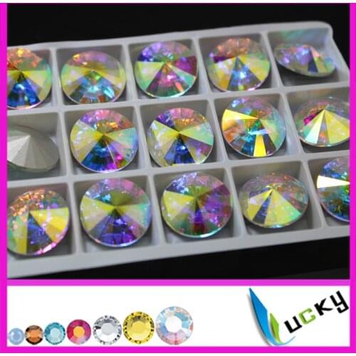 Top quality K9 crystal ab jewelry beads point back rhinestones 6mm 8mm 10mm 10.7mm 12mm 14mm 18mm 20mm rivolis shape available