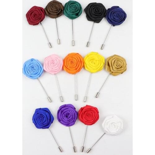 Boutonniere Flower Rose Stick Lapel Tie Pin Brooch Badge Cloth Breastpin Corsage