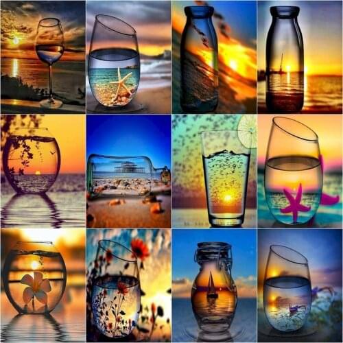 CHENISTORY Paint By Number Glass Landscape Drawing On Canvas Handpainted Painting Art Gift DIY Pictures By Number Kits Home Dec