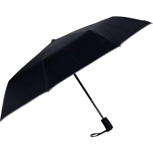 Black Three Folding Fully-automatic Rainy and Sunny Umbrella Wind Resistant Portable Big Women Sunscreen Black Coating Umbrellas