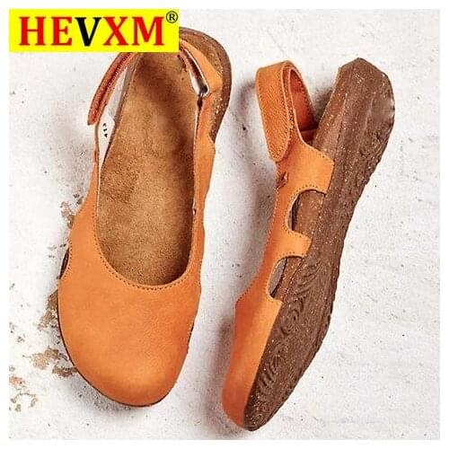 HEVXM 2021 Summer Women Casual Flat Sandals New Buckle Hot Gladiator Retro Non-slip Sandals Flock Ladies Party Office Shoes