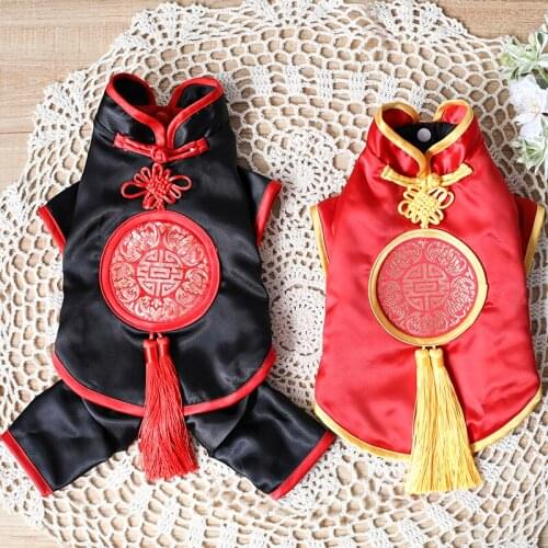 Chinese New Year Dog Clothing Tang Suit Winter Pet Clothes Spring Festival Dog Clothes Doggie Puppy Small Dog Costume Apparel