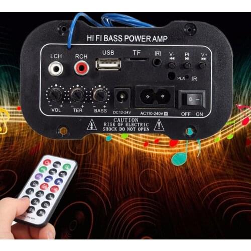Mini Car Amplifier Radio Audio Digital Amplifier 220V Car Bluetooth 2.1 Hi-Fi Bass Power AMP USB TF Remote Control Accessories