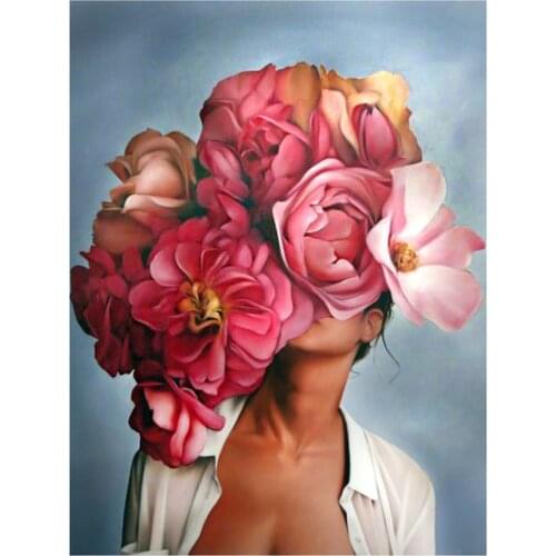 Girl Flower DIY Embroidery 11CT Cross Stitch Kits Craft Set Cotton Thread Printed Canvas Home Decoration Wholesale On Sale