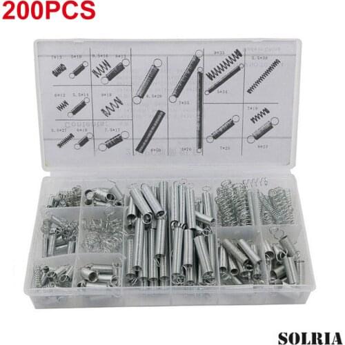 200Pcs/Pack Steel Wire Spring Kit Set With Storage Box Accessories Extension And Compression Coil Spring Assortment Set
