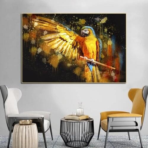 Wall Decor Abstract Colorful Parrots Modern Canvas Painting Bird Pictures For Living Room Art Posters and Prints Unframed