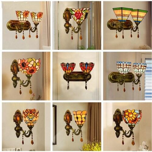 Antique wall lamp Glass tiffany wall lamp designer Corridor Living Room indoor LED nordic style decoration color wall light