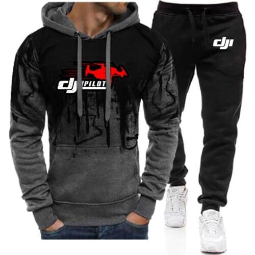 2021 DJI Pilot New Brand Men Fashion Classic Style Spring Autumn Suit Comfortable Gradient Delicate Printed Harajuku Tracksuit