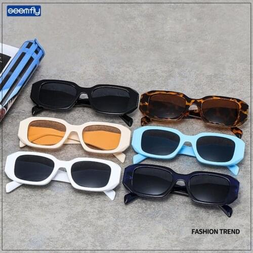 Seemfly Fashion Personality Sunglasses Polygon Rhombus Thick-leg Glasses Frame Small Square Sun Glasses High Quality Friend Gift