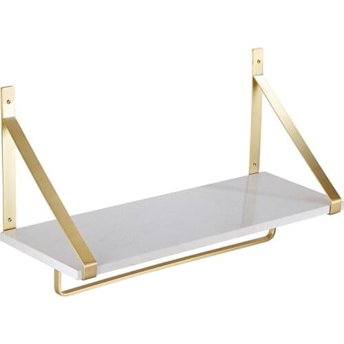 Solid BrassBathroom Shelf Storage Rack Simple Bathroom Accessory Towel Rack Wall Hanging Marble Multifunction Towel Rack