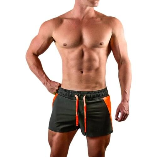 Mens Elastic Waistband Beam Line Belt Stitching Double Color Casual Sports Shorts Trouser Pool Training Sexy Dropship#0418