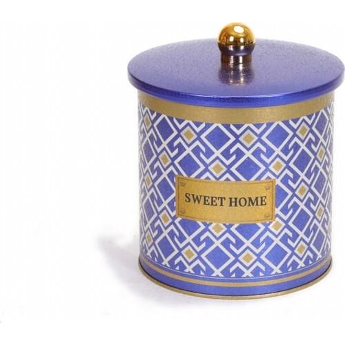 Patterned Metal Storage Container with Cylinder Knob Handle 2.08 Lt Kitchen Aid Home Accessory Luxury 2021