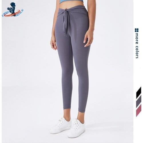 DEEPSENCE Drawstring Naked-Feel Fitness Leggings Yoga Pants Women High Waist Squatproof Sport Athletic Workout Leggings Tights