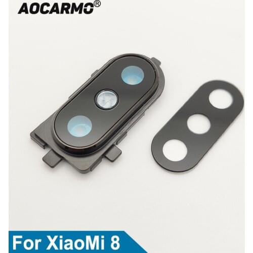 Aocarmo For XiaoMi 8 mi 8 Rear Back Camera Lens Glass With Adhesive And Lens Frame Cover With Sticker