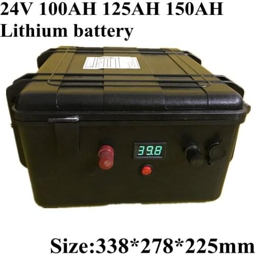 Super high capacity 24v 100Ah 125Ah 150Ah Lithium li-ion lipo battery for power boat motor solar wind energy UPS + 10A charger