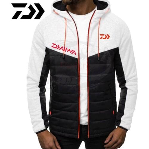 Daiwa Fishing Hoodies Sweatshirt Patchwork Hoody Pullover Black White Hoodie Men Winter Fleece Sweatshirts Fishing Clothing