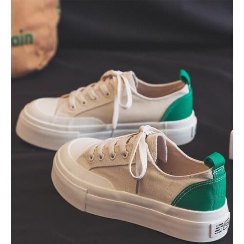 Girl Canvas Shoes Womens Summer 2021 New Fashion Low Top Student Breathable White Shoes Casual Board Shoes Lace Up Stylish Shoe