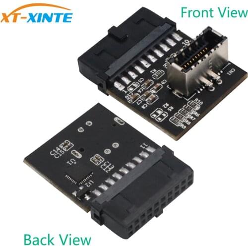 XT-XINTE USB 3.0 IDC 20 Pin Motherboard Header to A-Key 20Pin Female Header Converter for Type C Panel Mount Adapter 90 Degree