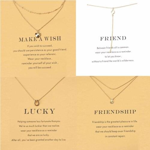 13 styles Fashion Golden wish necklace with card Star Anchor Pendant Chain Necklace For Women Jewelry As gift