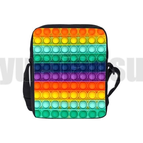 3D Family Games POP It Handbags Children Canvas Crossbody Bags for Teenage Rainbow POP Fidget Shoulder Bag Cartoon Pack New