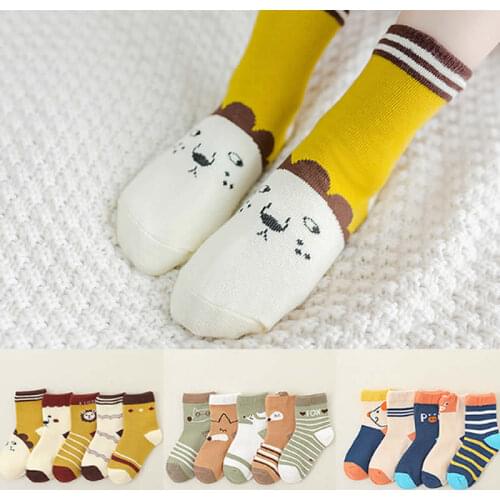 5 pairs/lot Autumn Winter new cotton socks for children boy girl cartoon car soft baby socks for gifts children ankle sock