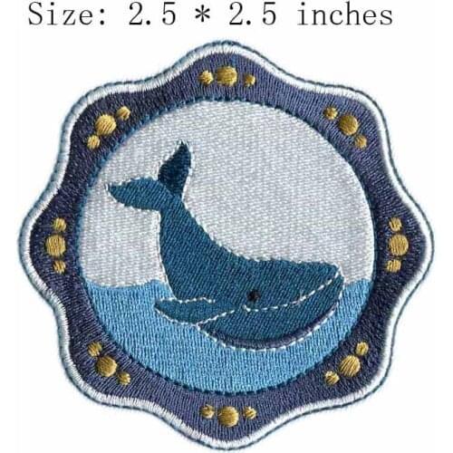 Shark 2.5" wide embroidery patch for cap/star/ocean