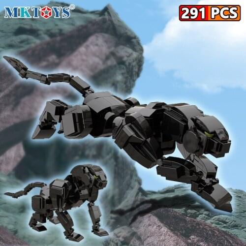 MKTOYS 291Pcs Panther Building Blocks Black Leopard Animal Bionic Model MOC Assembled Bricks DIY Mini Diamond Blocks for Kids