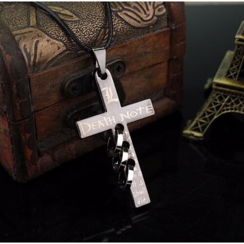 Hot Anime Death Note Pierced Cross Jesus Charm Pendant Necklace Cosplay Accessories Jewelry Birthday Christmas Party Gift
