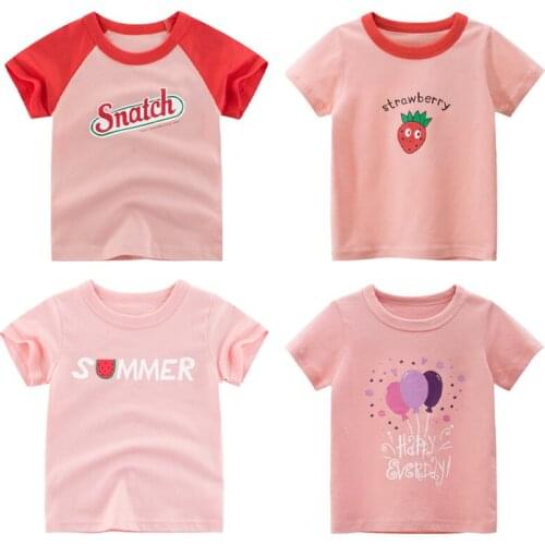 23 Color Childrens T-shirt for Girls Pink Cute 100% Cotton Graphic Baby Girl Summer Clothes Boys T Shirts Kids Clothing MZ101