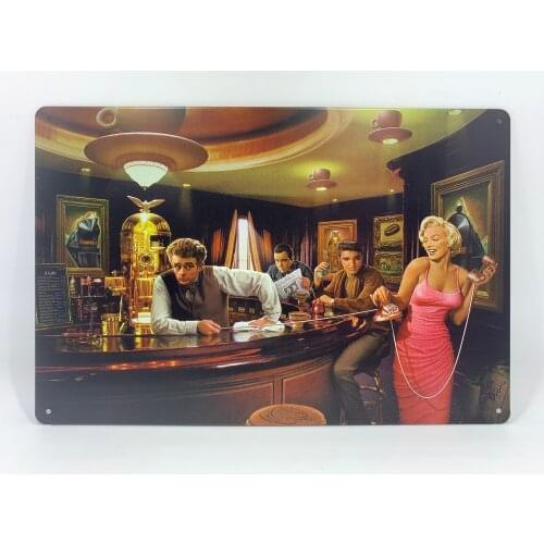 Art Retro Poster Metal Monroe Sign Wall Man Cave Decoration Bar Hollywood James Dean Snooker Tin Sign20x30cm