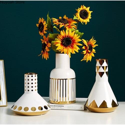 Nordic Geometric Ceramic Vase Creative Dried Flower Flower Arrangement Accessories Art Countertop Vase Modern Home Decoration