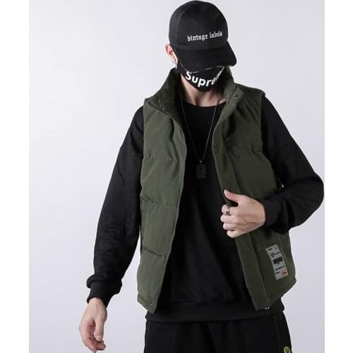 Korean Stand Collar Warm Down Cotton Vest MenS Coat 2021 New Large Size Handsome Slim Fit Student Trend Autumn Winter