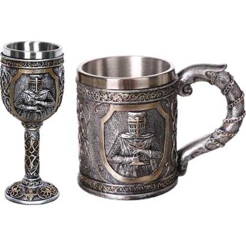 SHGO HOT-Medieval Templar Crusader Knight Mug Suit Of Armor Knight Of the Cross Beer Stein Tankard Coffee Cup
