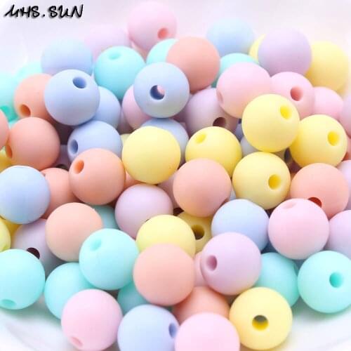MHS.SUN 9-19mm Teething Silicone Beads Candy Color Loose Round Nursing Chewable Silicone Beads For Baby DIY Jewelry Food Grade