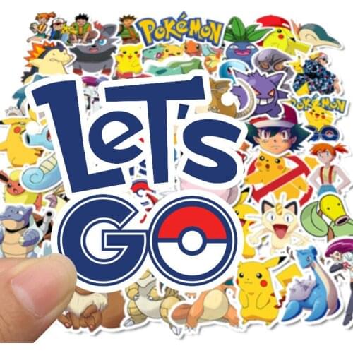 50pcs Various Pokemons Stickers For Luggage Skateboard Phone Laptop Moto Bicycle Wall Guitar Sticker DIY Waterproof Sticker Gift