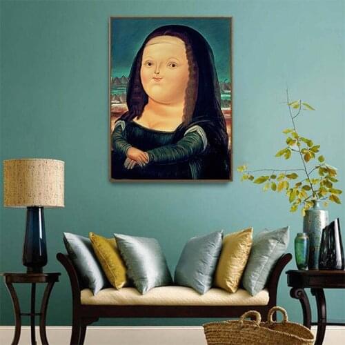 Nordic Style Home Decor Prints Fat Mona Lisa Wall Art Classic Characters Portrait Canvas Painting Modular Picture Artwork Poster