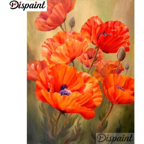 Dispaint Full Square/Round Drill 5D DIY Diamond Painting "Red flower" Embroidery Cross Stitch 5D Home Decor A11173