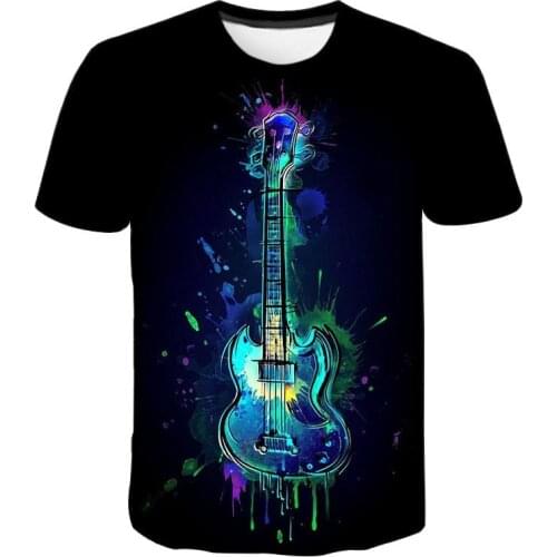 2020 New Summer Guitar 3D T Shirts Boy Girl Kids Fashion Casual Short Sleeve Men Women Children Printed T-shirt Cool Tee Tops