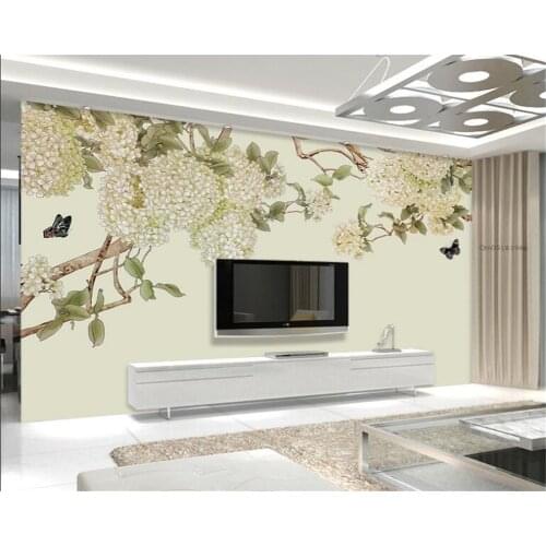 Beibehang Flower and birds hand painted flowers modern family background murals wallpaper for living room papel parede wallpaper